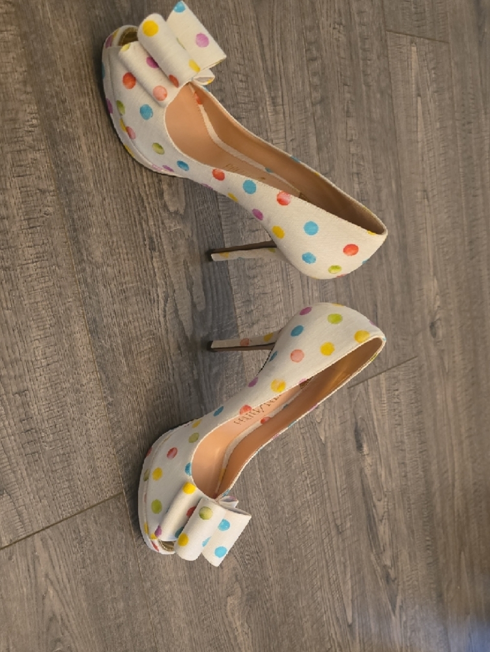 Dover Last Barbie Polka Dot Peep-Toe Heels with Bow Accent - Picture 3 of 9